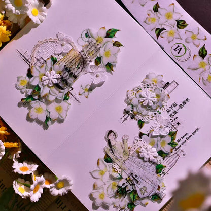 5cm*100cm Vintage White Floral Tape