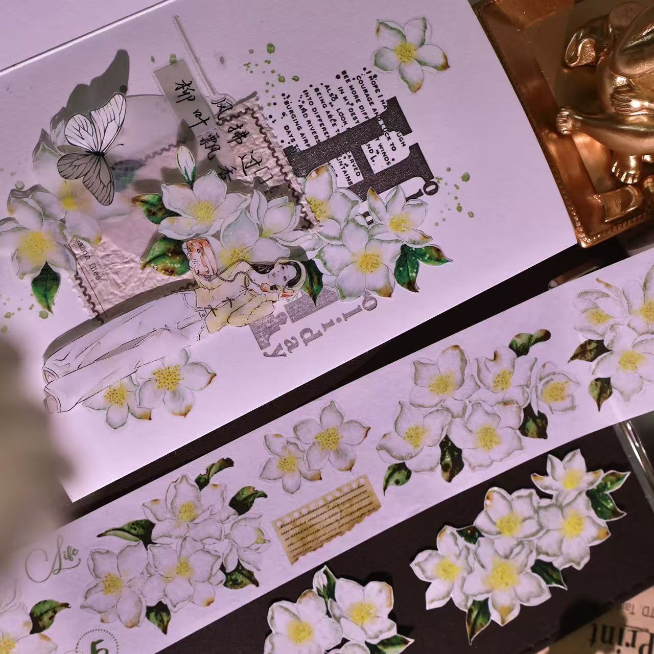 5cm*100cm Vintage White Floral Tape