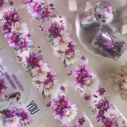 6cm*100cm Vintage Purple and White Floral  Tape