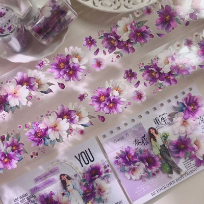 6cm*100cm Vintage Purple and White Floral  Tape