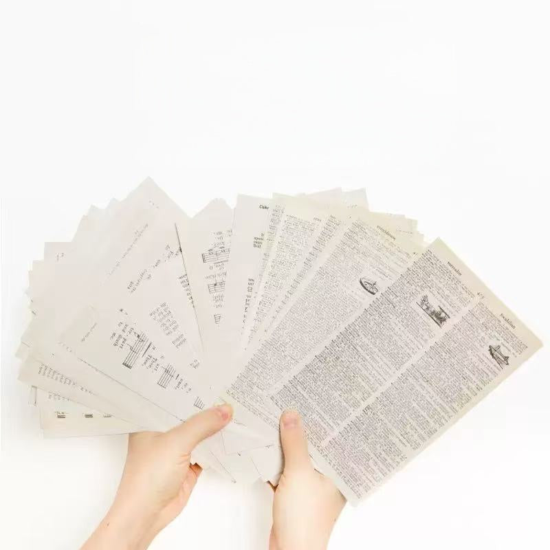 Old Book Vintage Scrapbook Paper 57PCS