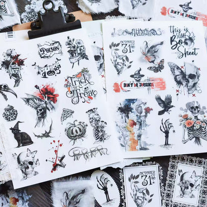 Dark Gothic Halloween Rub-on Stickers