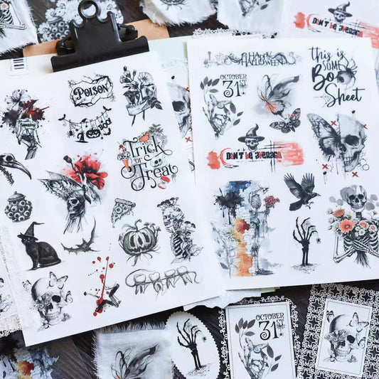 Dark Gothic Halloween Rub-on Stickers