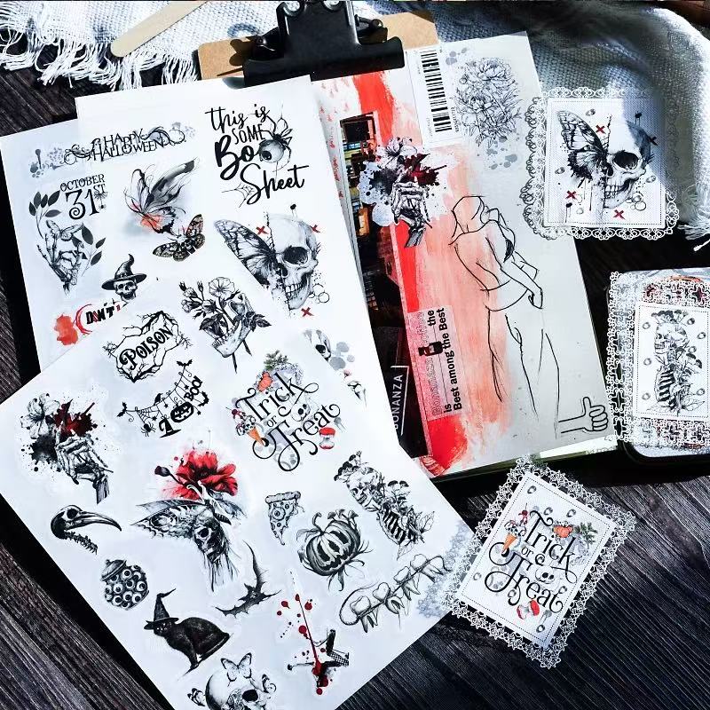 Dark Gothic Halloween Rub-on Stickers