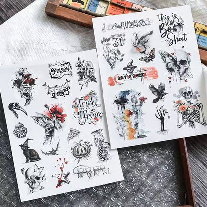 Dark Gothic Halloween Rub-on Stickers
