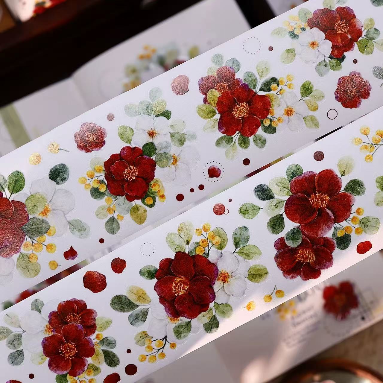 5.5cm*100cm Red-White Camellia Tape