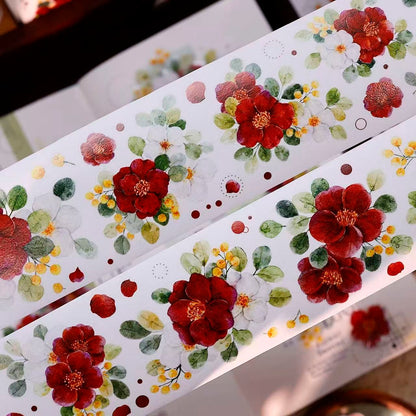 5.5cm*100cm Red-White Camellia Tape