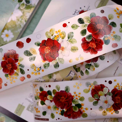 5.5cm*100cm Red-White Camellia Tape