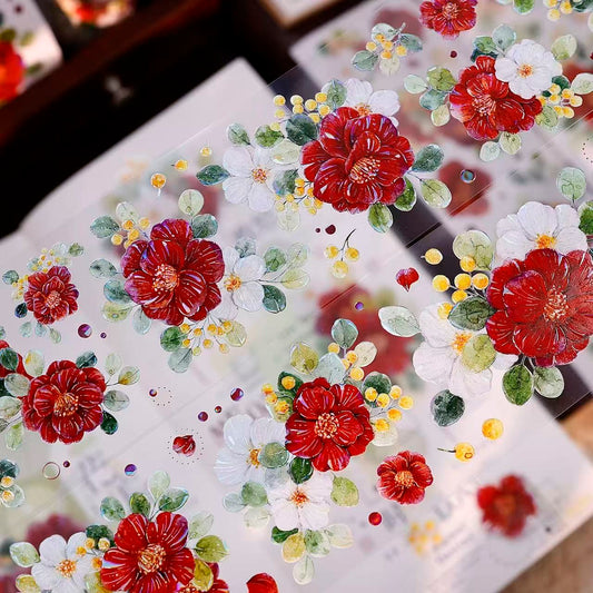 5.5cm*100cm Red-White Camellia Tape