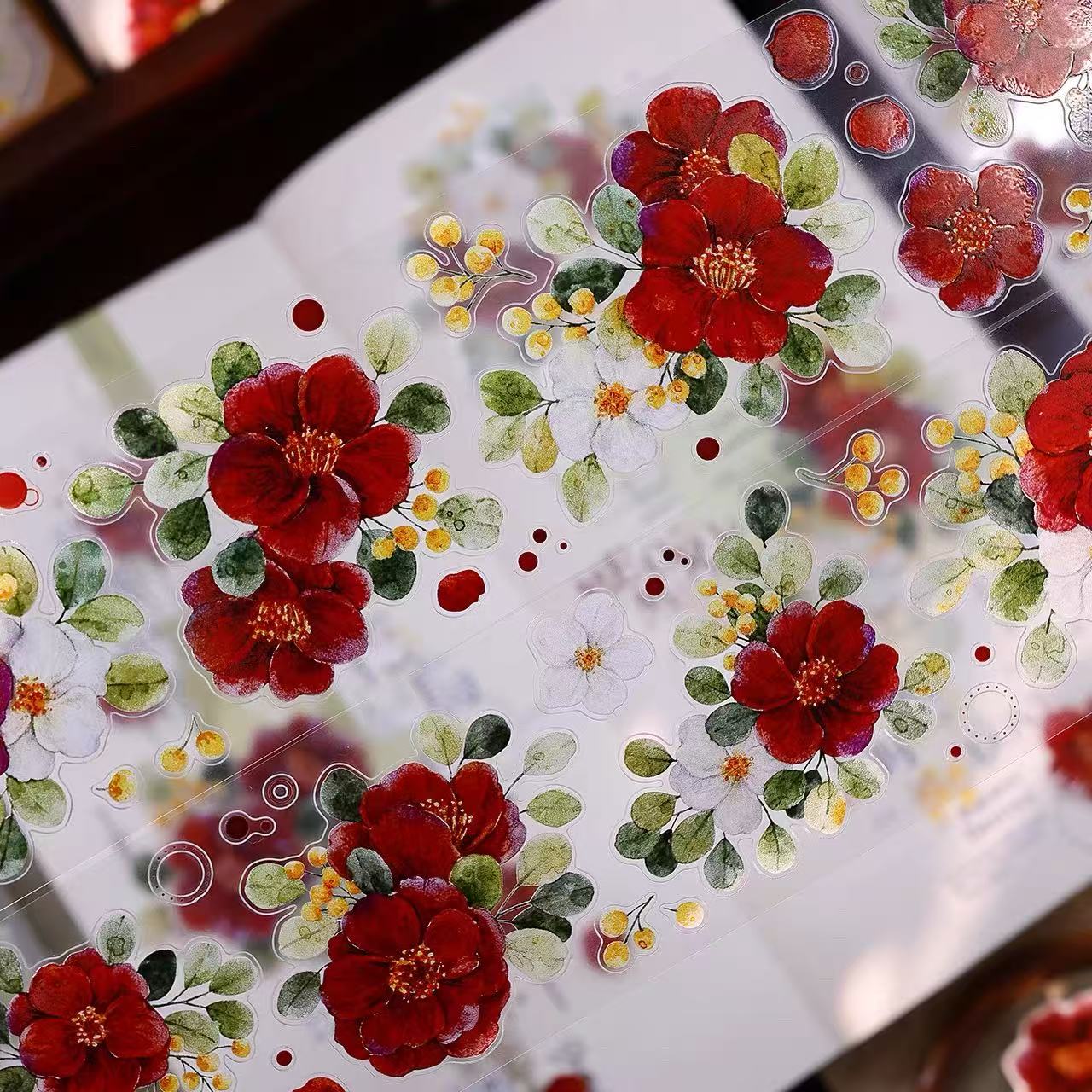 5.5cm*100cm Red-White Camellia Tape
