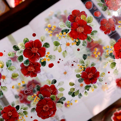 5.5cm*100cm Red-White Camellia Tape