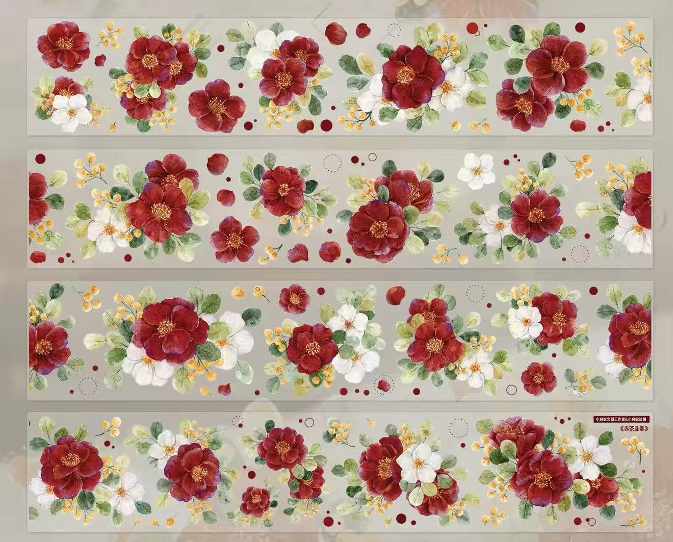 5.5cm*100cm Red-White Camellia Tape