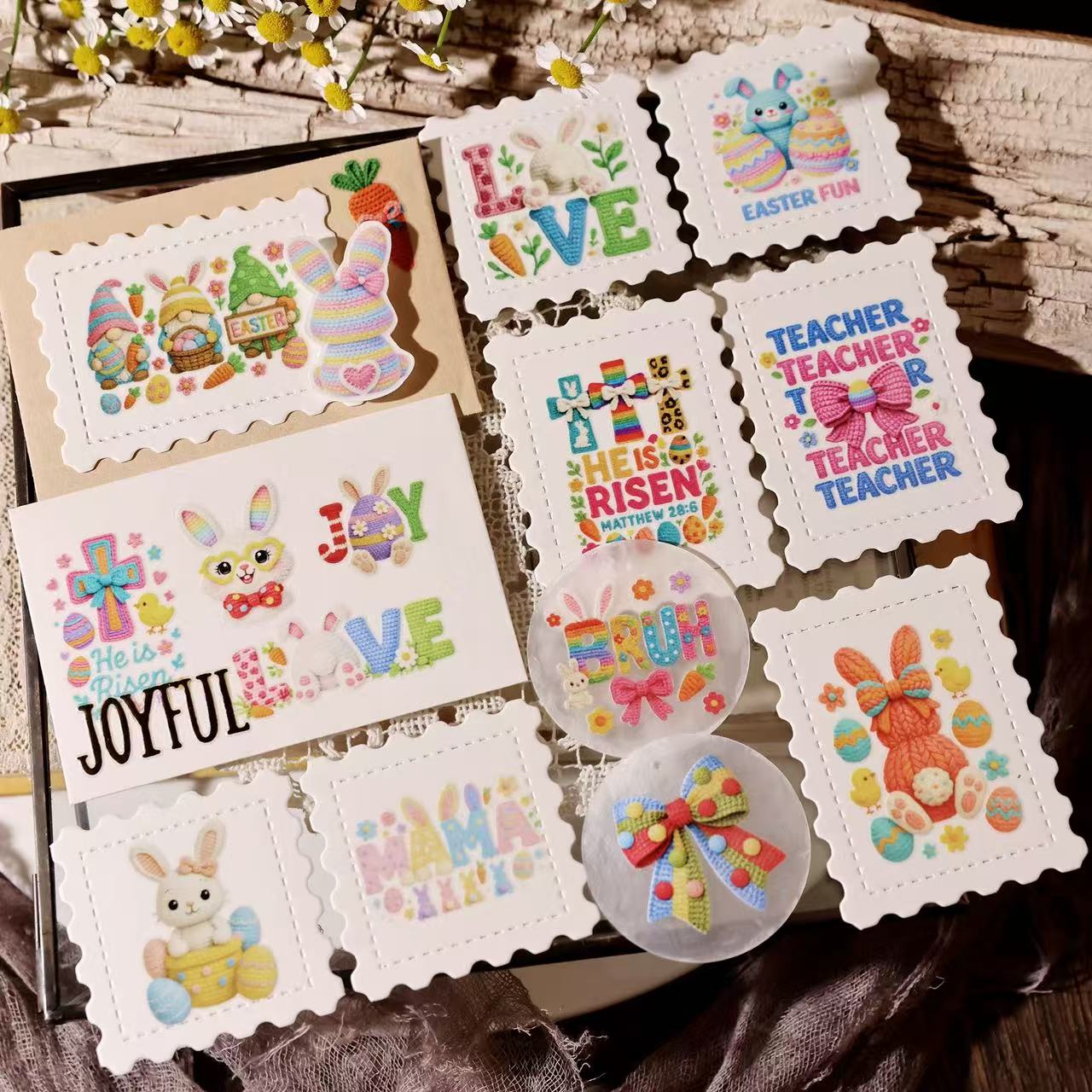 Yarn Easter Transfer Stickers