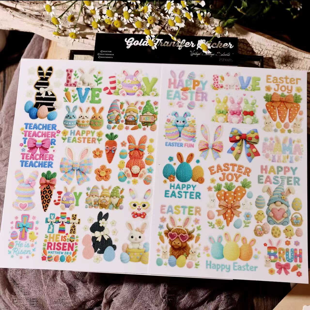 Yarn Easter Transfer Stickers
