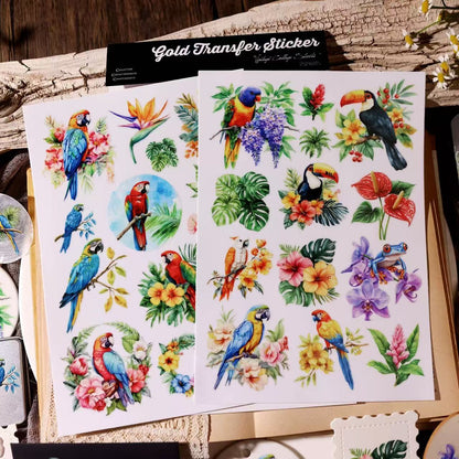 Tropical Parrot Transfer Stickers