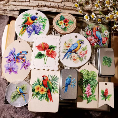 Tropical Parrot Transfer Stickers