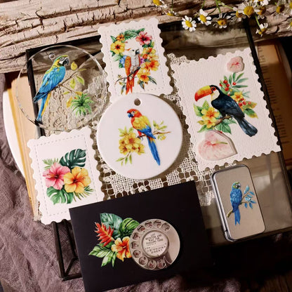 Tropical Parrot Transfer Stickers