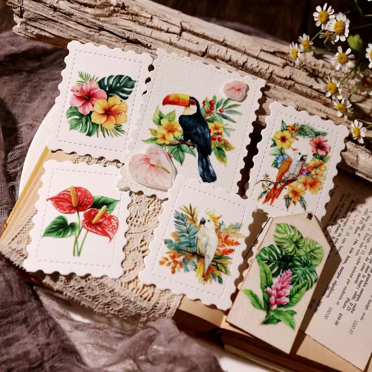 Tropical Parrot Transfer Stickers