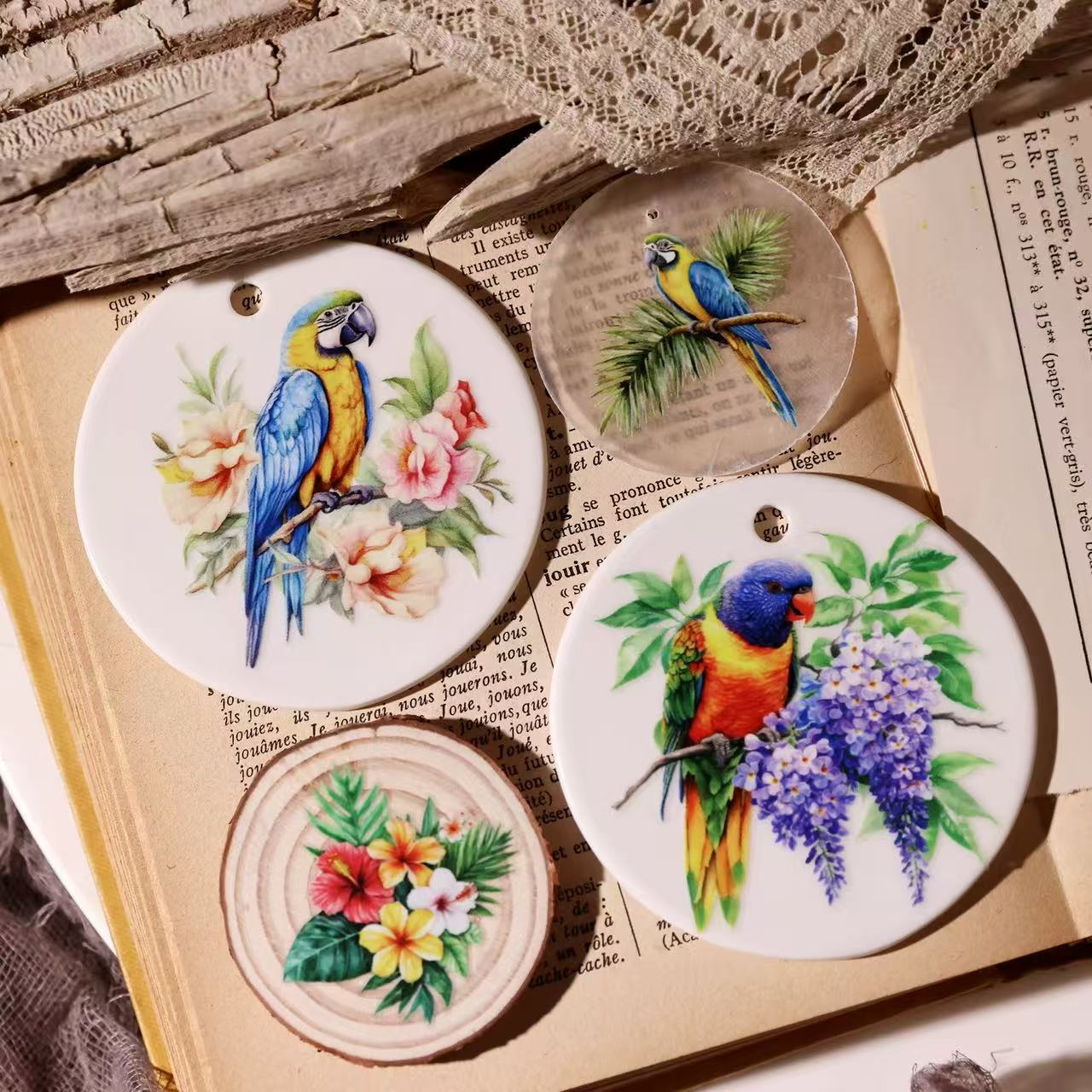 Tropical Parrot Transfer Stickers