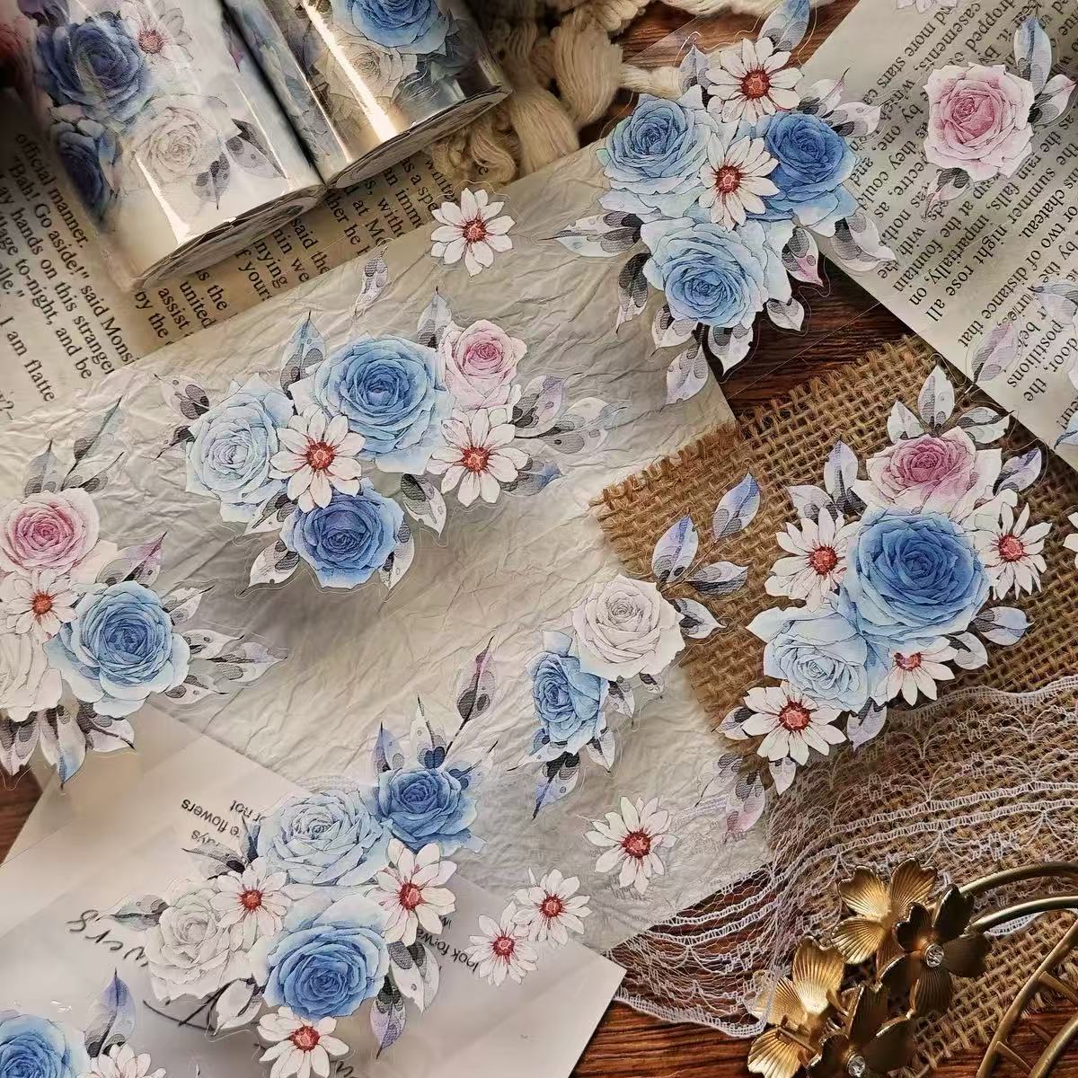 6cm*100cm Blue Rose Tape