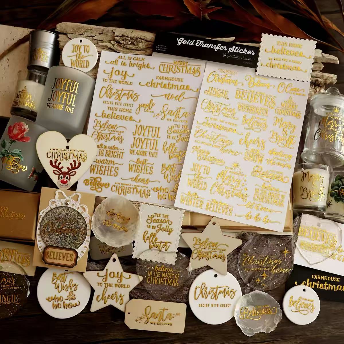 Christmas Gold Foil Transfer Stickers