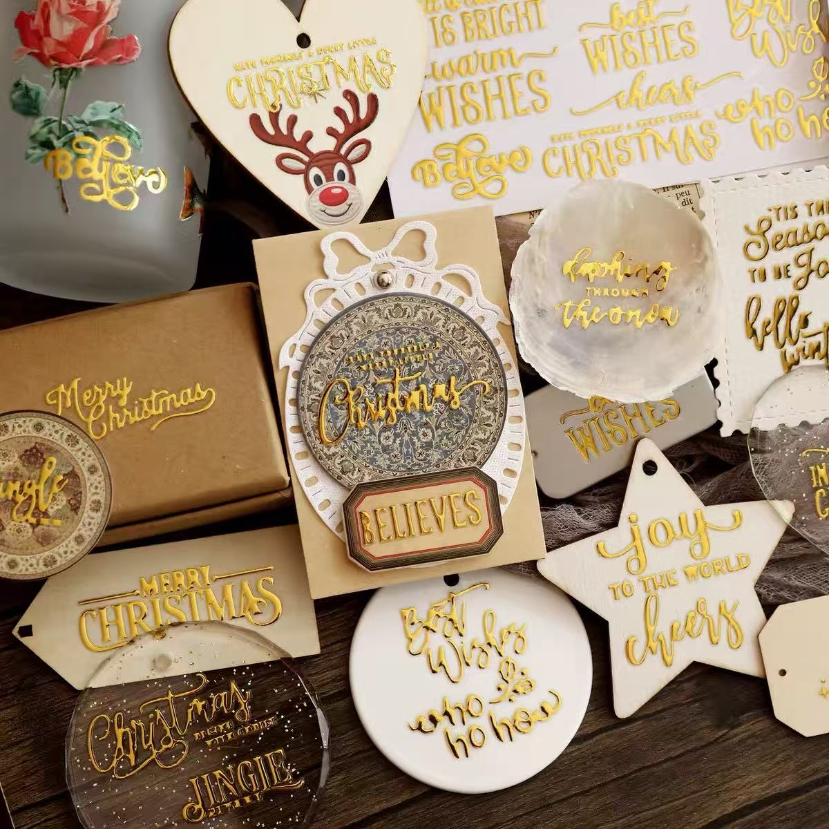 Christmas Gold Foil Transfer Stickers