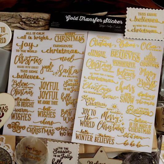 Christmas Gold Foil Transfer Stickers