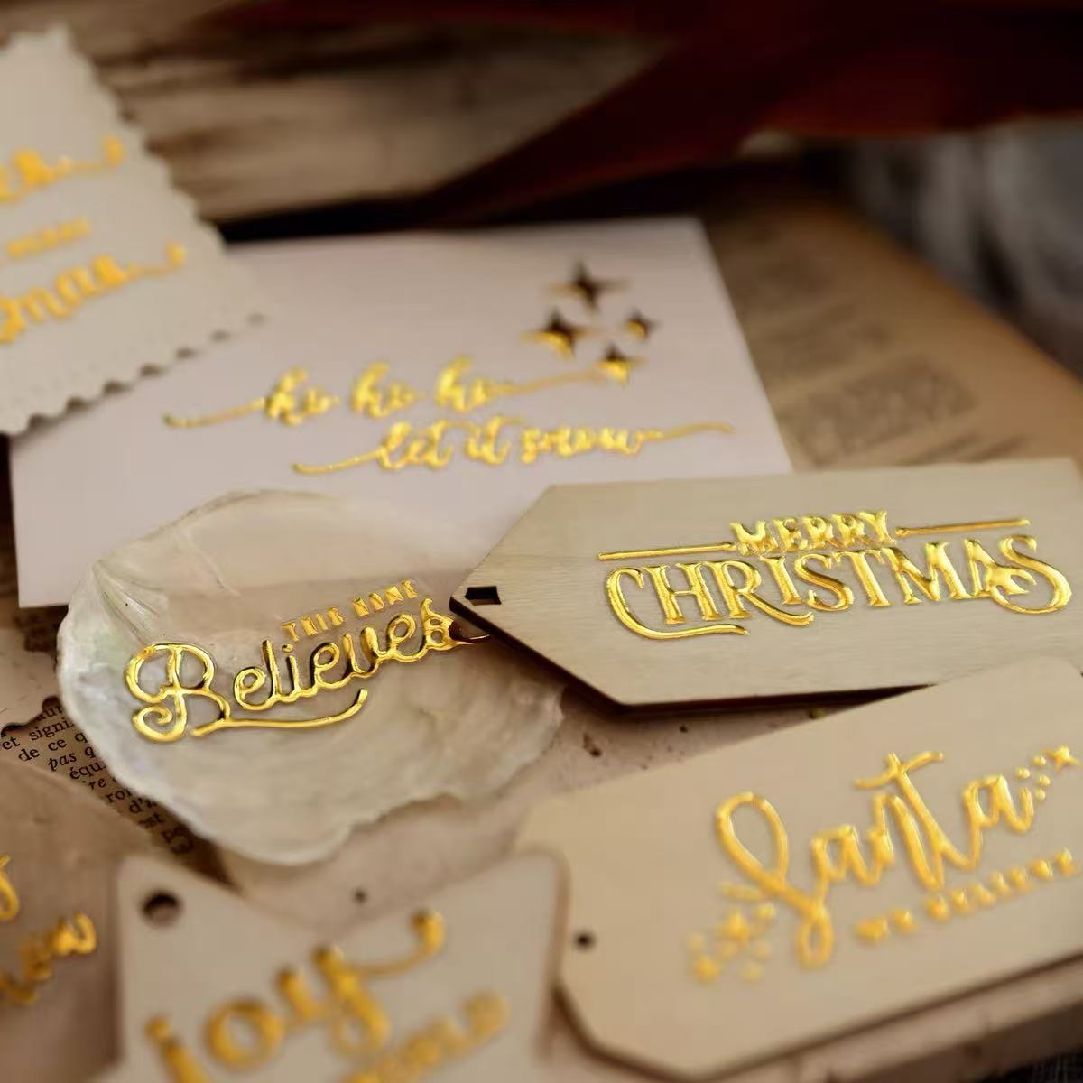 Christmas Gold Foil Transfer Stickers
