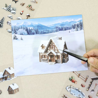 Winter Snow Courtyard Diorama Stickers