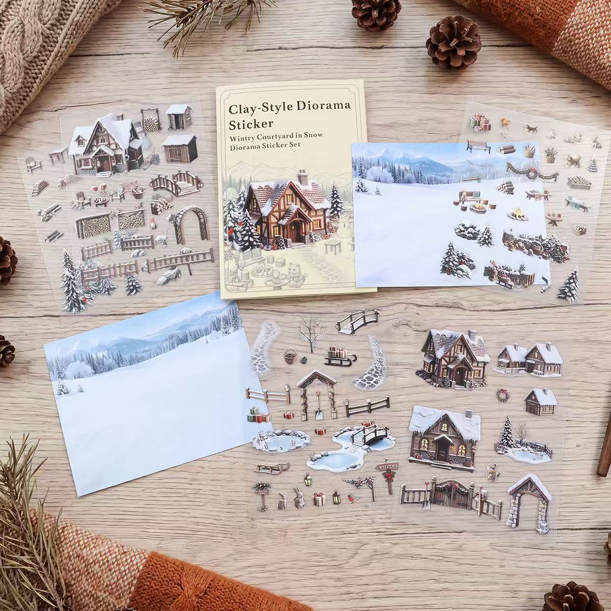 Winter Snow Courtyard Diorama Stickers