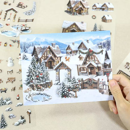 Winter Snow Courtyard Diorama Stickers