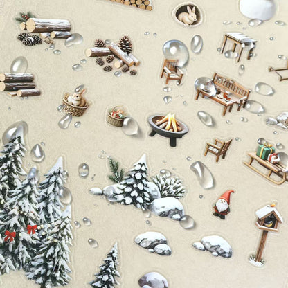 Winter Snow Courtyard Diorama Stickers