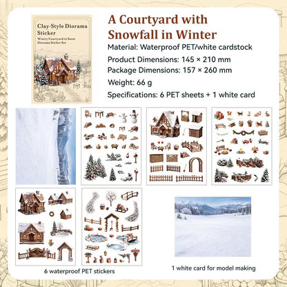 Winter Snow Courtyard Diorama Stickers