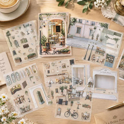 Corner Coffee Shop Diorama Stickers