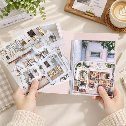Corner Coffee Shop Diorama Stickers