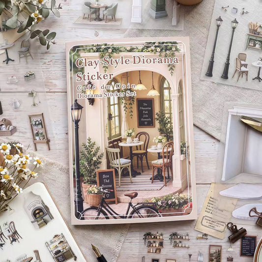 Corner Coffee Shop Diorama Stickers