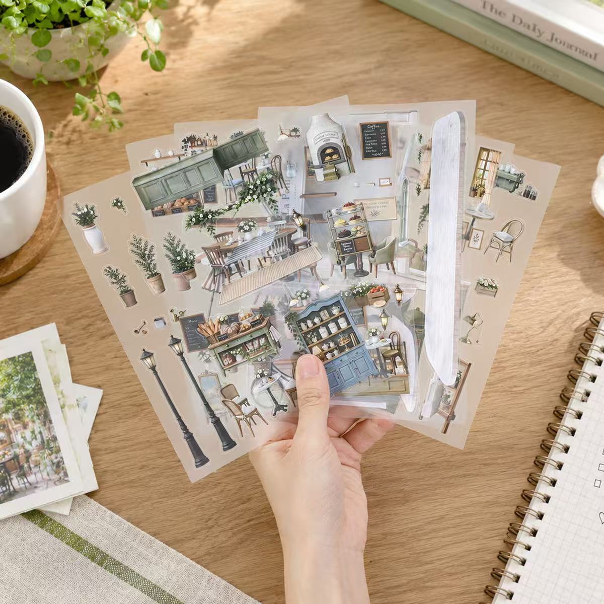 Corner Coffee Shop Diorama Stickers