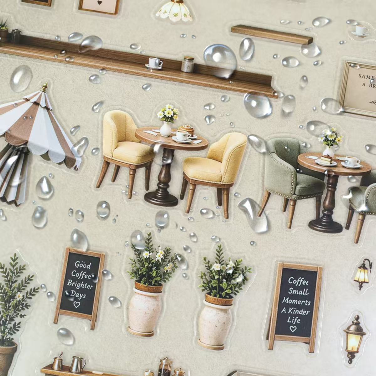 Corner Coffee Shop Diorama Stickers
