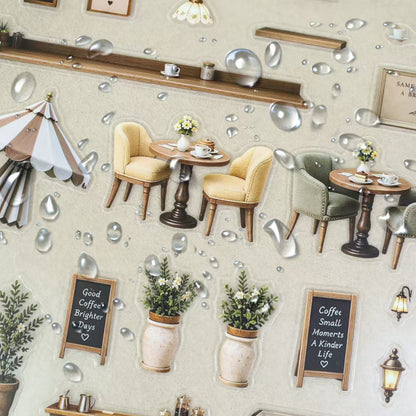 Corner Coffee Shop Diorama Stickers