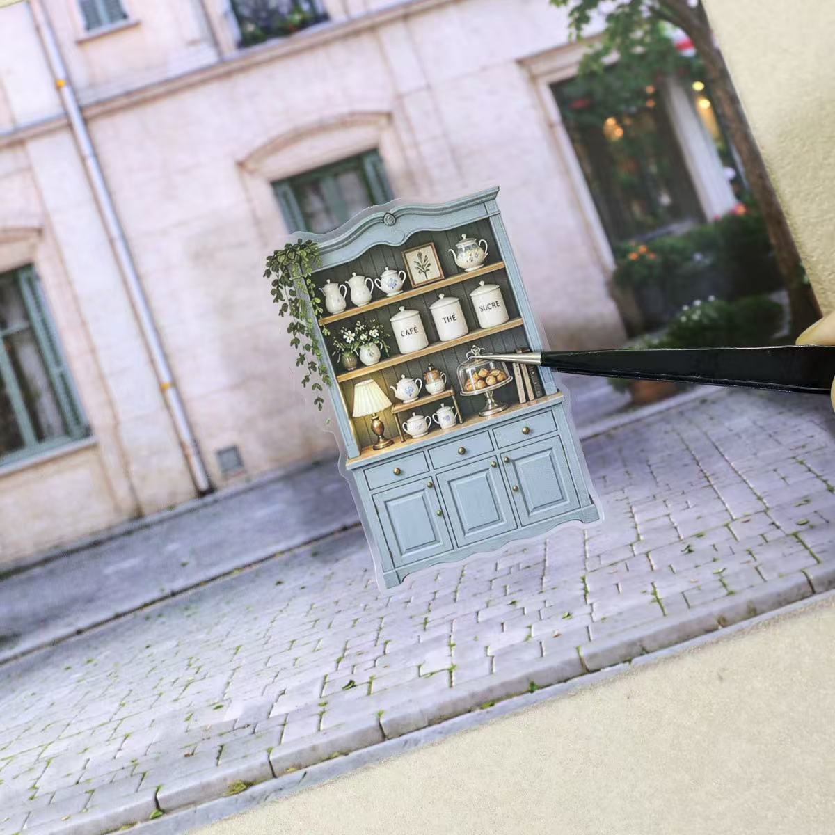 Corner Coffee Shop Diorama Stickers