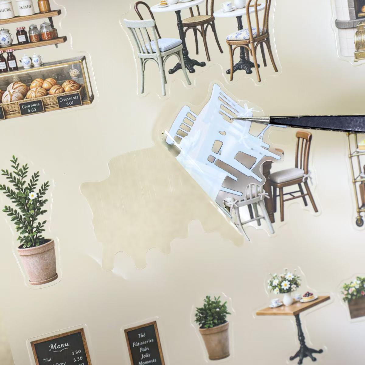 Corner Coffee Shop Diorama Stickers