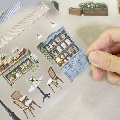 Corner Coffee Shop Diorama Stickers