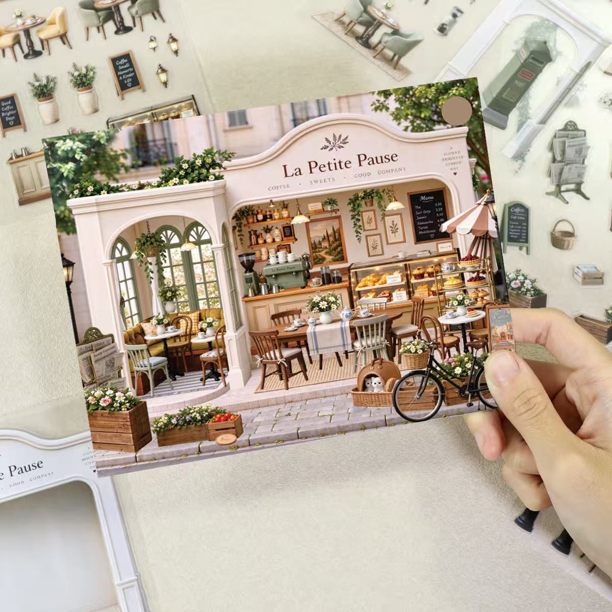 Corner Coffee Shop Diorama Stickers