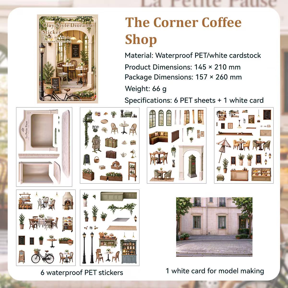 Corner Coffee Shop Diorama Stickers