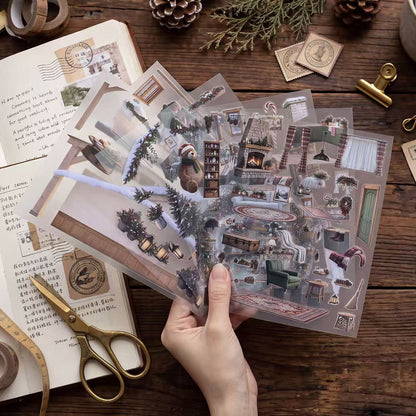 Fireside Christmas Diorama Stickers