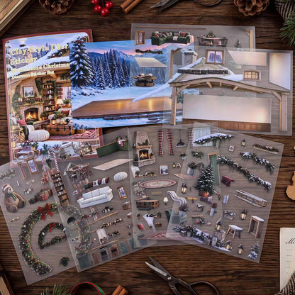 Fireside Christmas Diorama Stickers