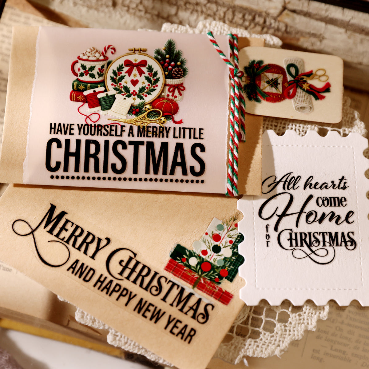 Christmas Typography Black Transfer Stickers