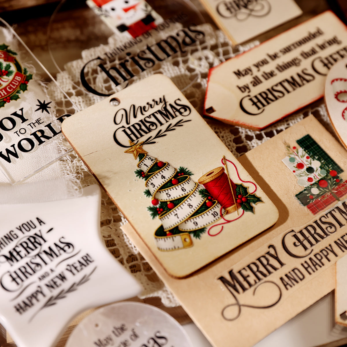 Christmas Typography Black Transfer Stickers