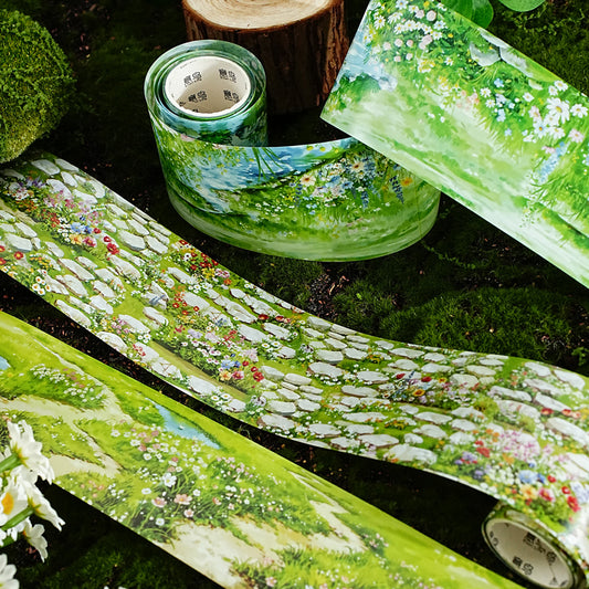 Strolling Under Green Shade Tape