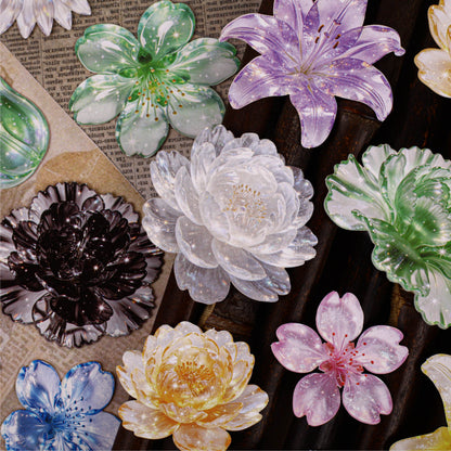 Glassy Flower Letters Stickers